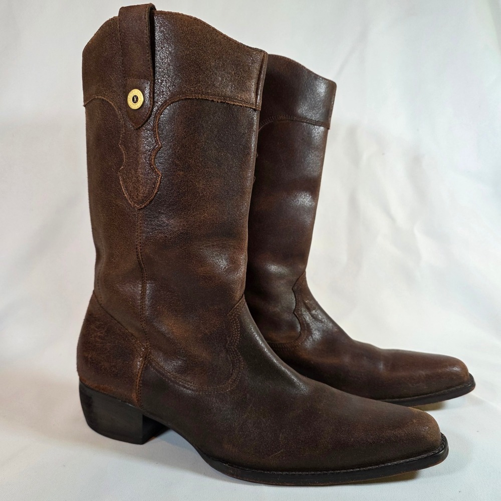 COLE HAAN Men's 11M Brown Leather Western Cowboy Boots Square Toe